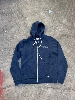Corbet Marine Layer Quilted Zip Hoodie Navy Blue Jacket Size Medium